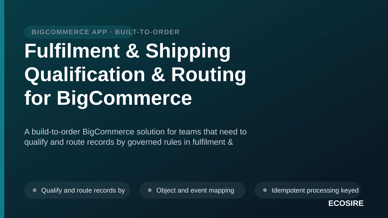 Fulfilment & Shipping Qualification & Routing for BigCommerce — A build-to-order BigCommerce solution for teams that need to  — 1/3