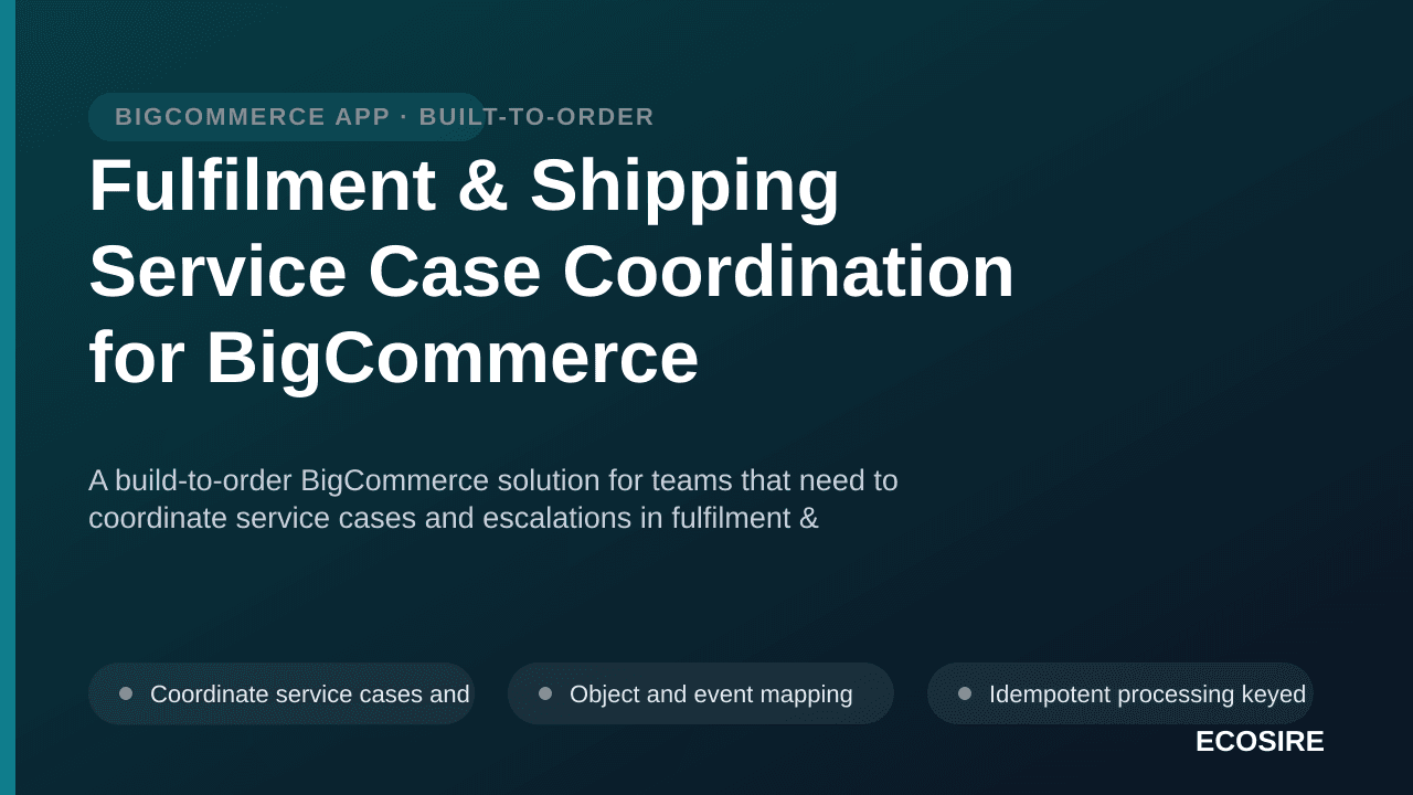 Fulfilment & Shipping Service Case Coordination for BigCommerce — A build-to-order BigCommerce solution for teams that need t — 1/3