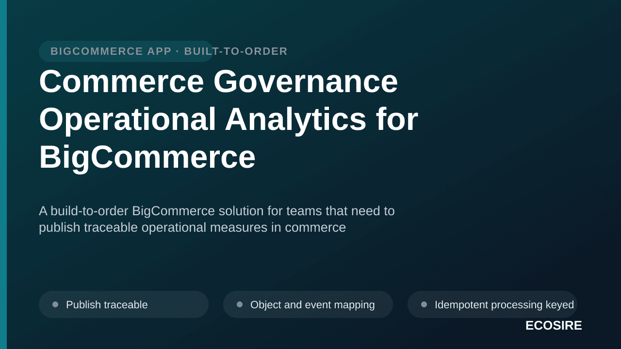 Commerce Governance Operational Analytics for BigCommerce — A build-to-order BigCommerce solution for teams that need to publ — 1/3
