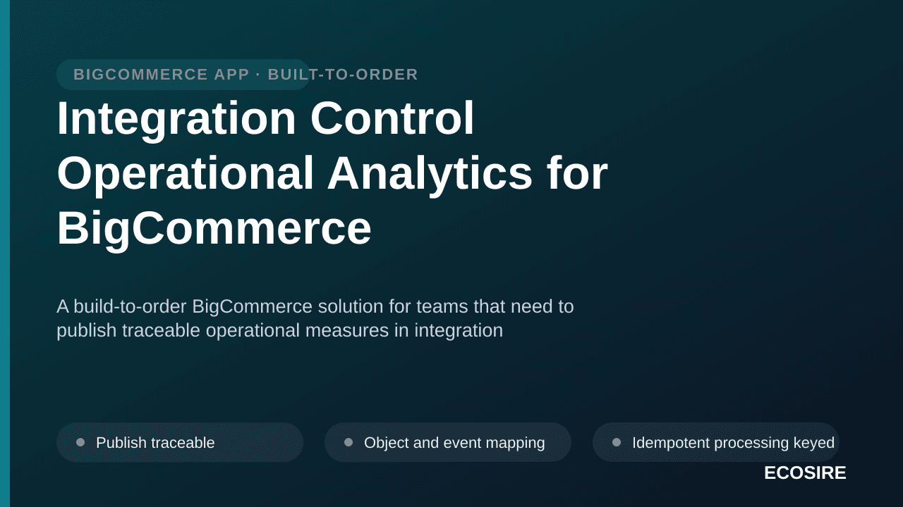 Integration Control Operational Analytics for BigCommerce — A build-to-order BigCommerce solution for teams that need to publ — 1/3