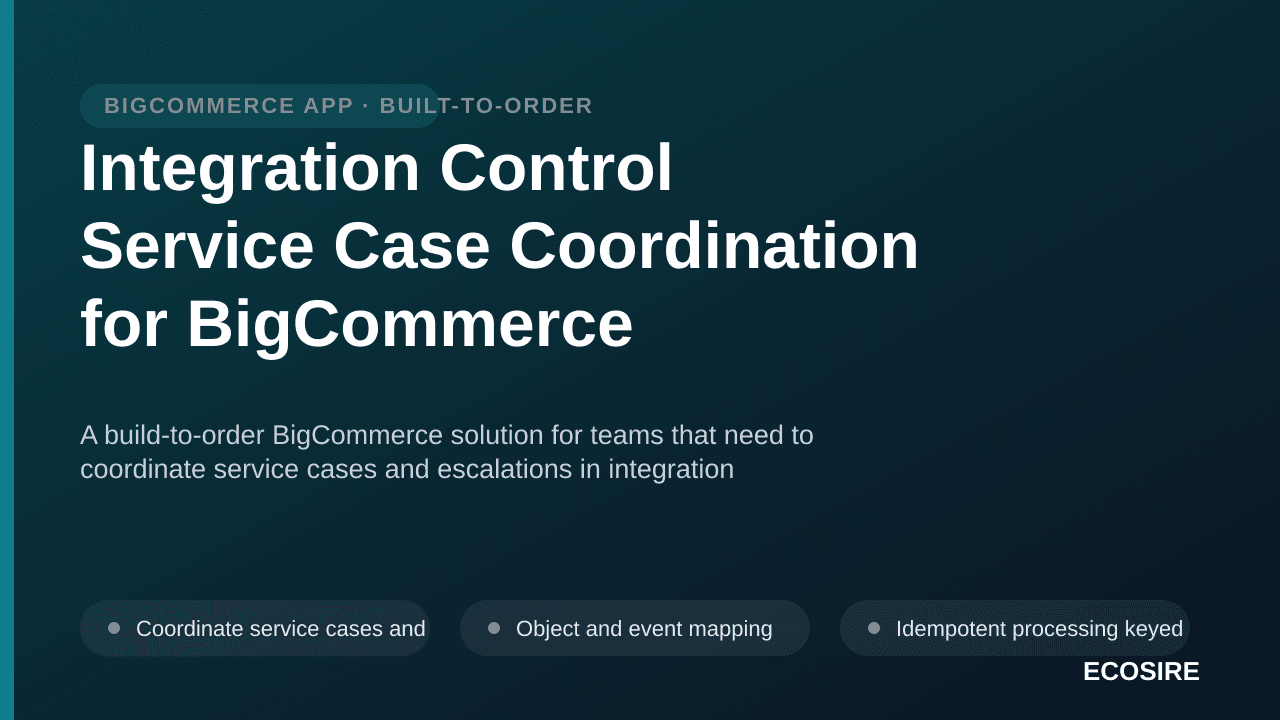 Integration Control Service Case Coordination for BigCommerce — A build-to-order BigCommerce solution for teams that need to  — 1/3