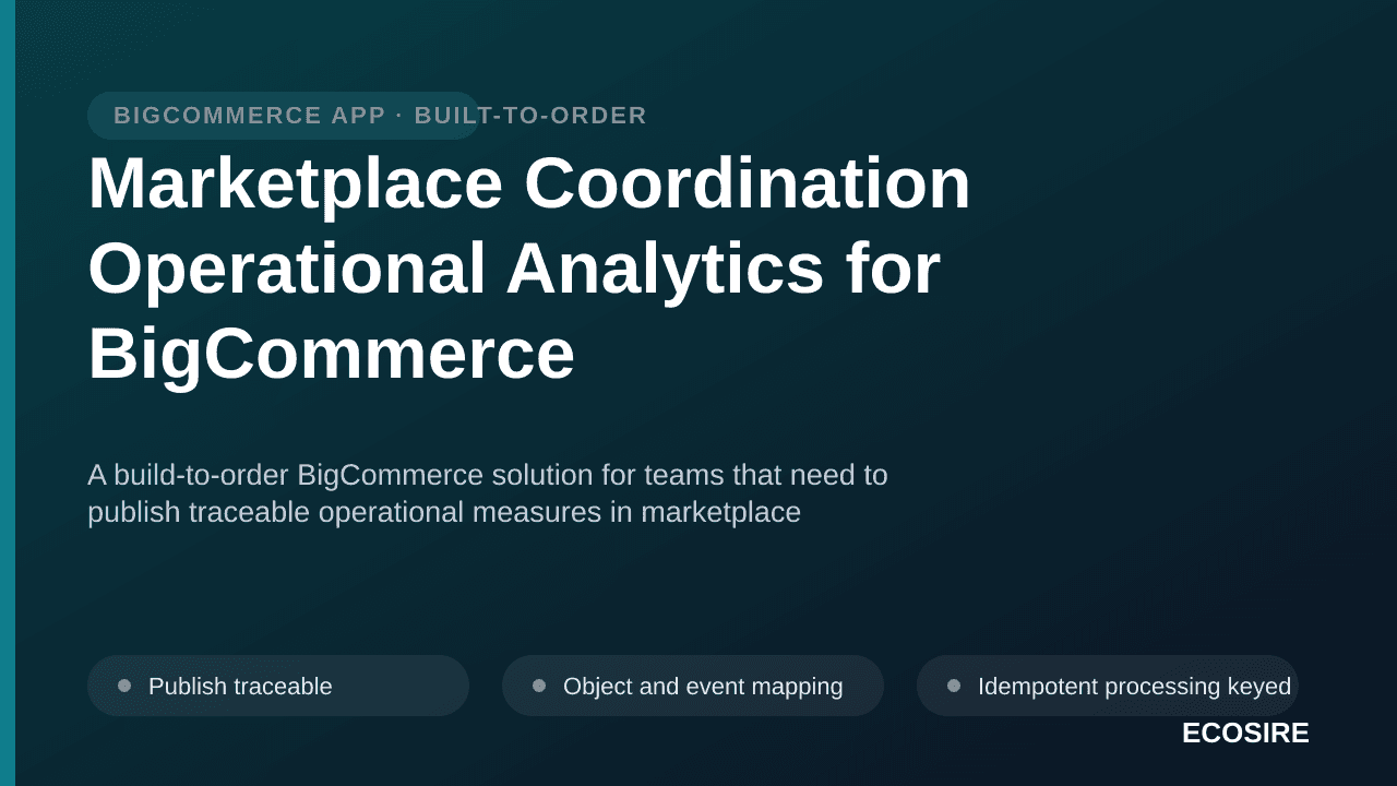 Marketplace Coordination Operational Analytics for BigCommerce — A build-to-order BigCommerce solution for teams that need to — 1/3
