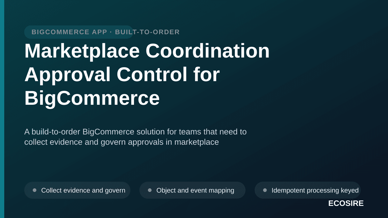 Marketplace Coordination Approval Control for BigCommerce — A build-to-order BigCommerce solution for teams that need to coll — 1/3