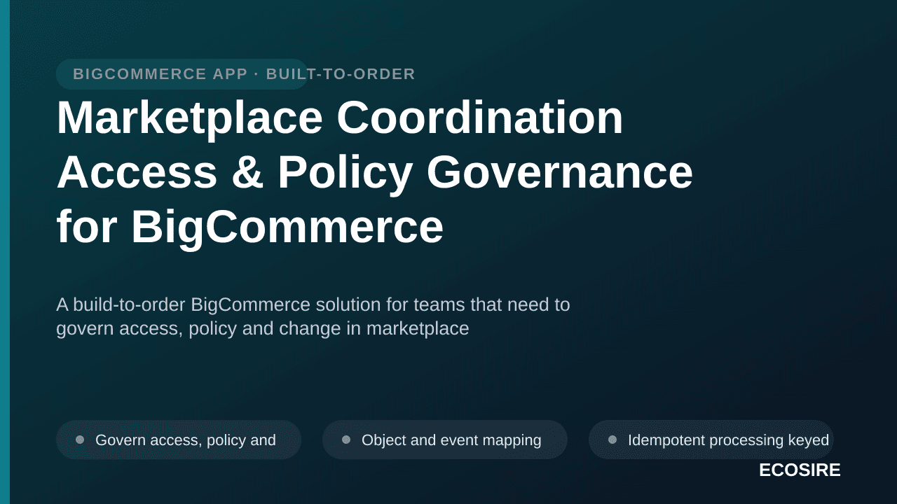Marketplace Coordination Access & Policy Governance for BigCommerce — A build-to-order BigCommerce solution for teams that ne — 1/3