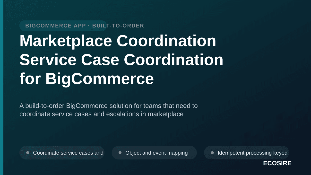 Marketplace Coordination Service Case Coordination for BigCommerce — A build-to-order BigCommerce solution for teams that nee — 1/3