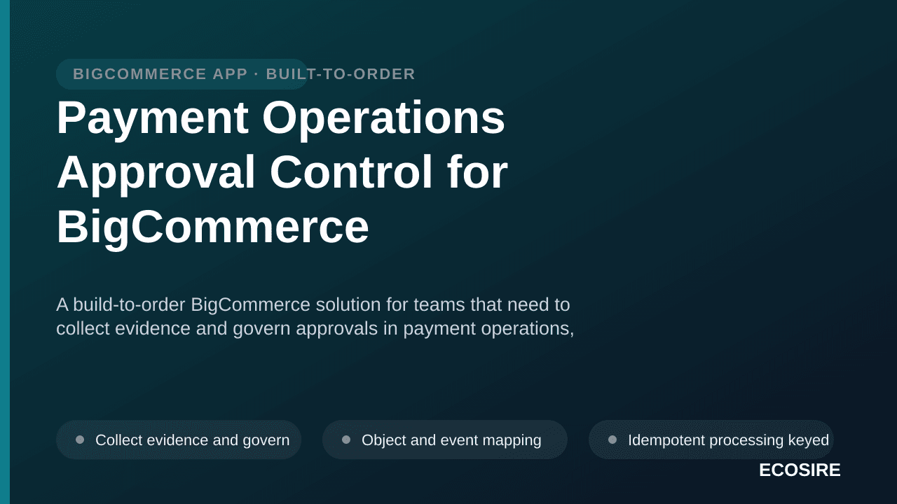 Payment Operations Approval Control for BigCommerce — A build-to-order BigCommerce solution for teams that need to collect ev — 1/3