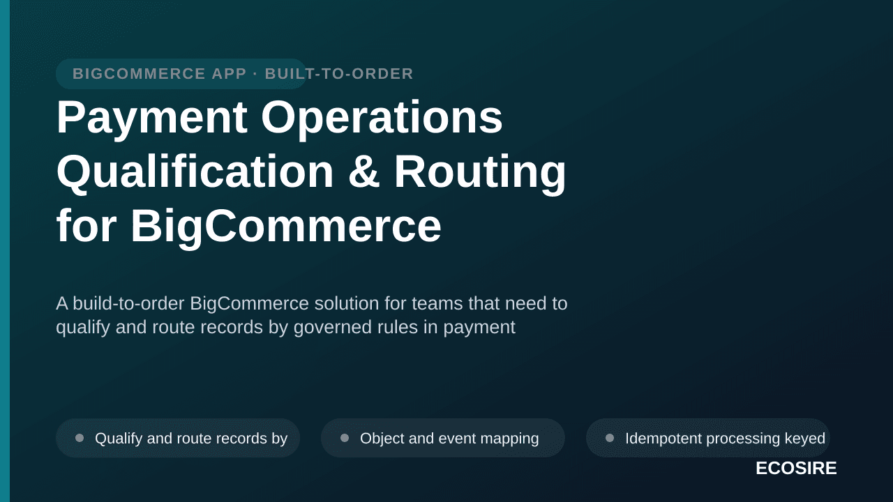 Payment Operations Qualification & Routing for BigCommerce — A build-to-order BigCommerce solution for teams that need to qua — 1/3