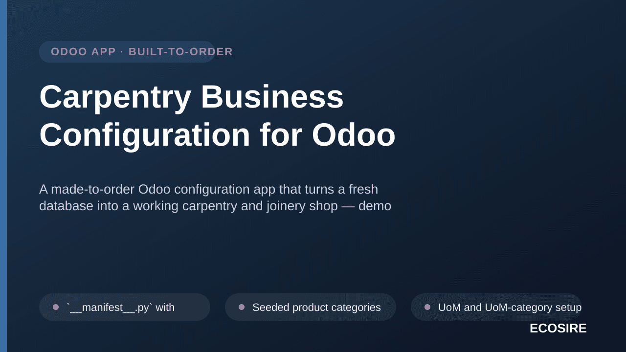 Carpentry Business Configuration for Odoo