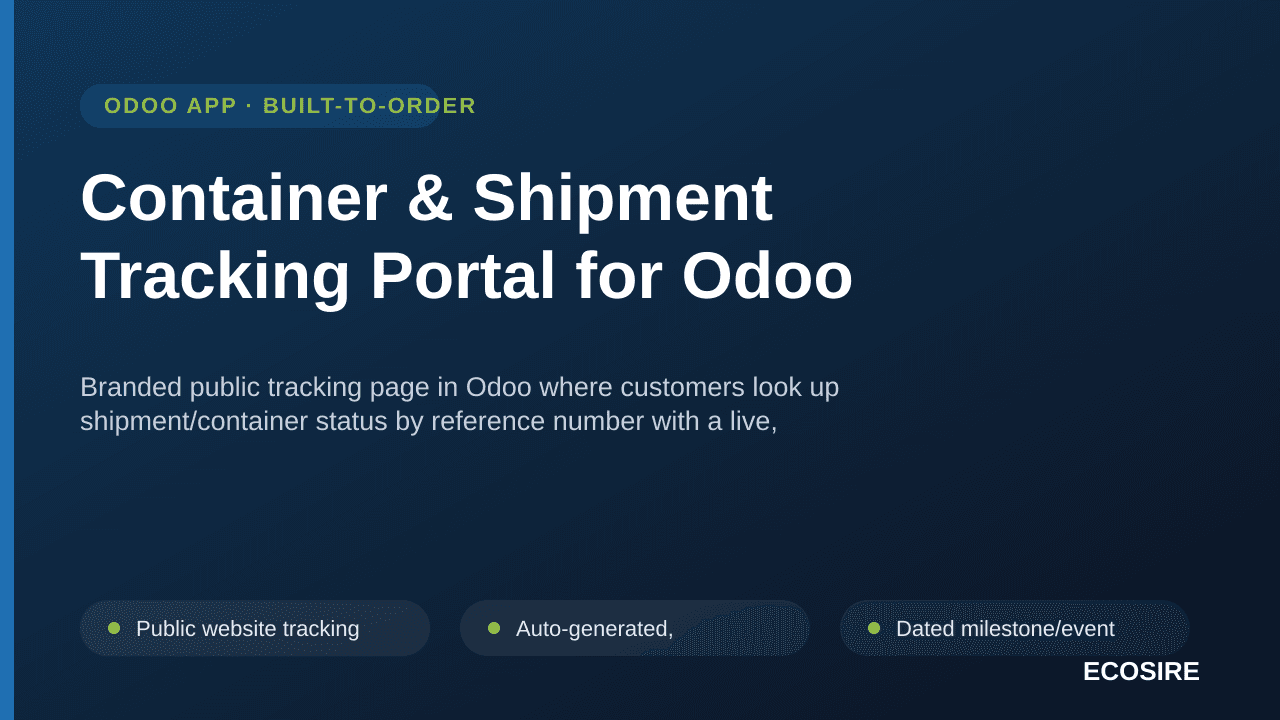 Container & Shipment Tracking Portal for Odoo — Branded public tracking page in Odoo where customers look up shipment/contain — Image 1 of 3