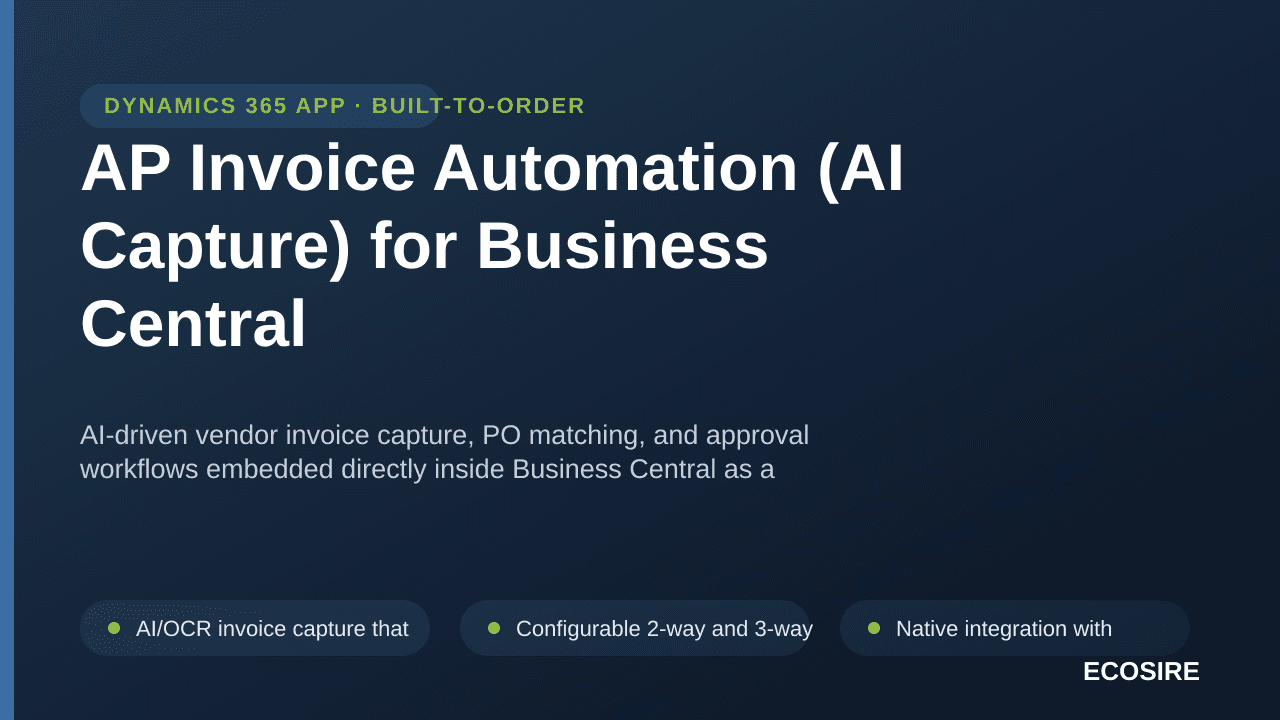 AP Invoice Automation (AI Capture) for Business Central — AI-driven vendor invoice capture, PO matching, and approval workflo — Image 1 of 3