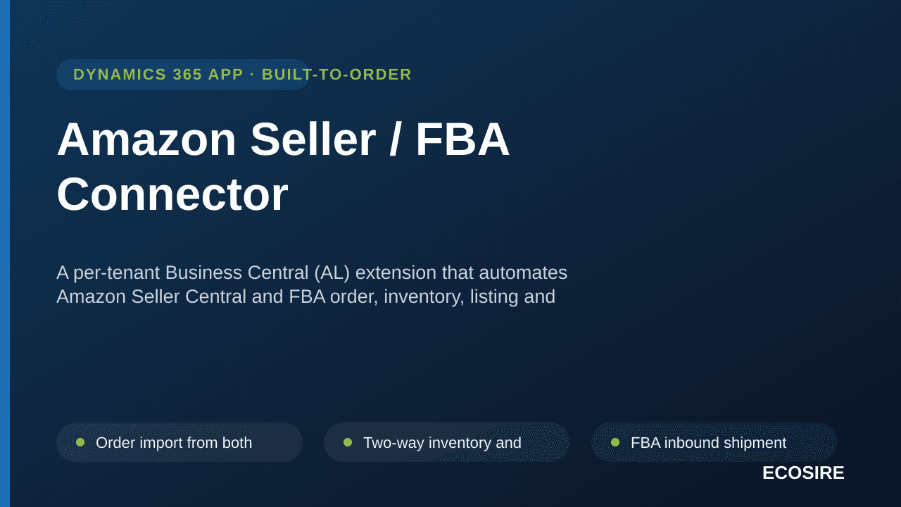 Amazon Seller / FBA Connector — A per-tenant Business Central (AL) extension that automates Amazon Seller Central and FBA ord — Image 1 of 3