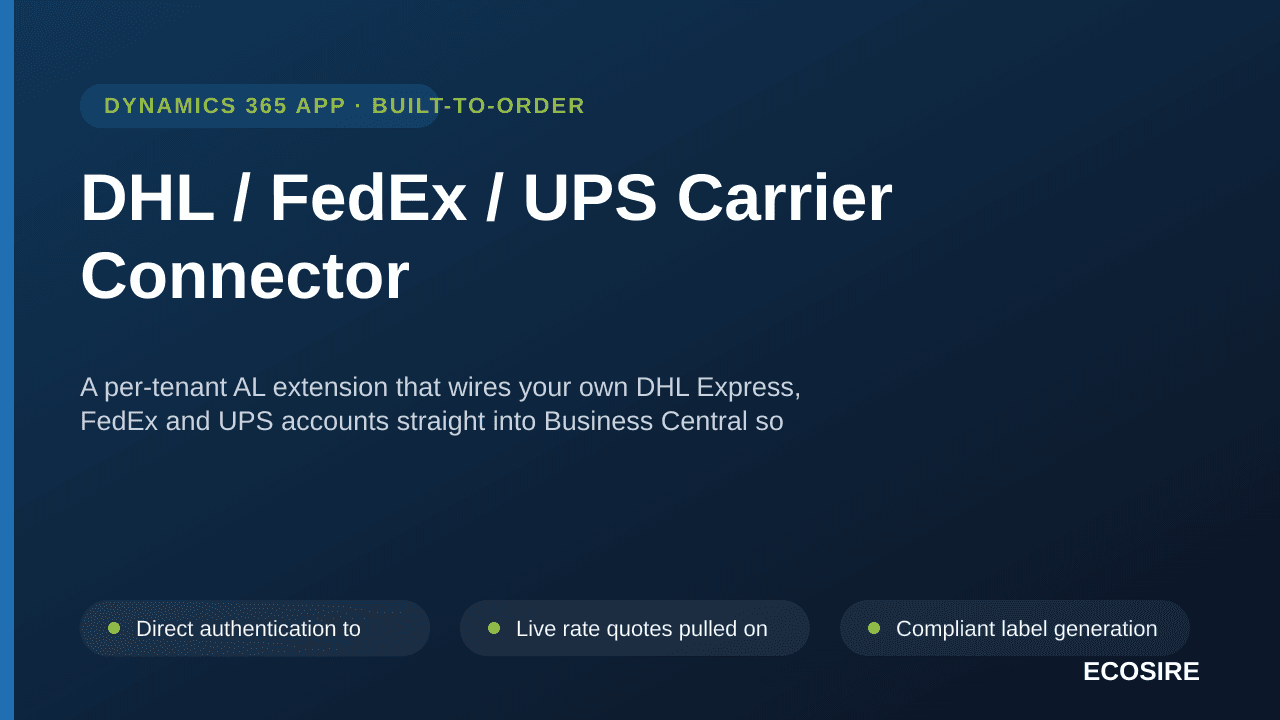 DHL / FedEx / UPS Carrier Connector — A per-tenant AL extension that wires your own DHL Express, FedEx and UPS accounts strai — Image 1 of 3