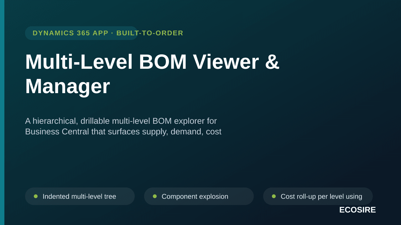 Multi-Level BOM Viewer & Manager — A hierarchical, drillable multi-level BOM explorer for Business Central that surfaces supp — Image 1 of 3