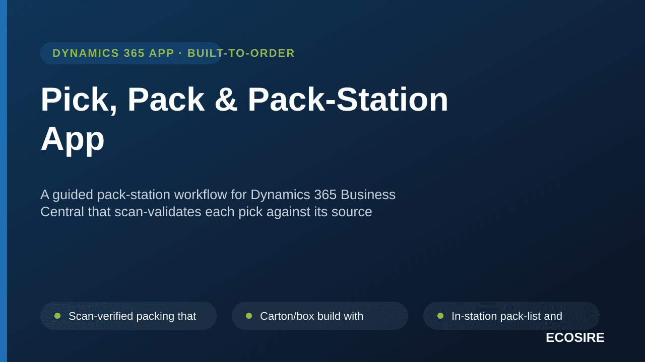Pick, Pack & Pack-Station App — A guided pack-station workflow for Dynamics 365 Business Central that scan-validates each pic — Image 1 of 3