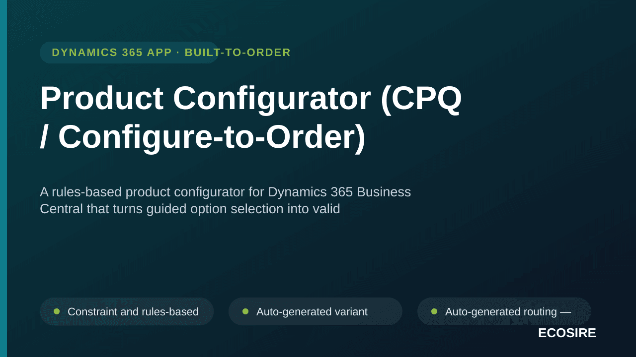 Product Configurator (CPQ / Configure-to-Order) — A rules-based product configurator for Dynamics 365 Business Central that t — Image 1 of 3