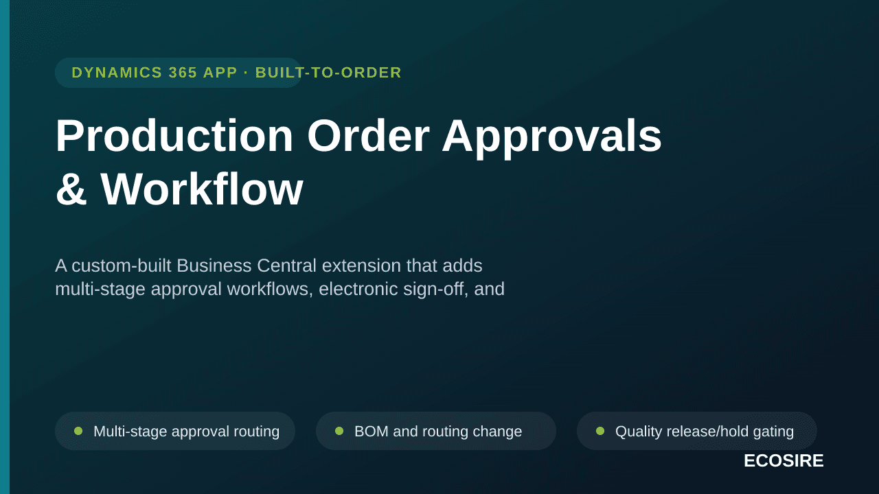 Production Order Approvals & Workflow — A custom-built Business Central extension that adds multi-stage approval workflows, e — Image 1 of 3