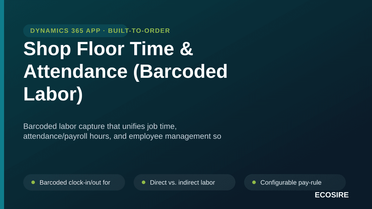 Shop Floor Time & Attendance (Barcoded Labor) — Barcoded labor capture that unifies job time, attendance/payroll hours, and e — Image 1 of 3