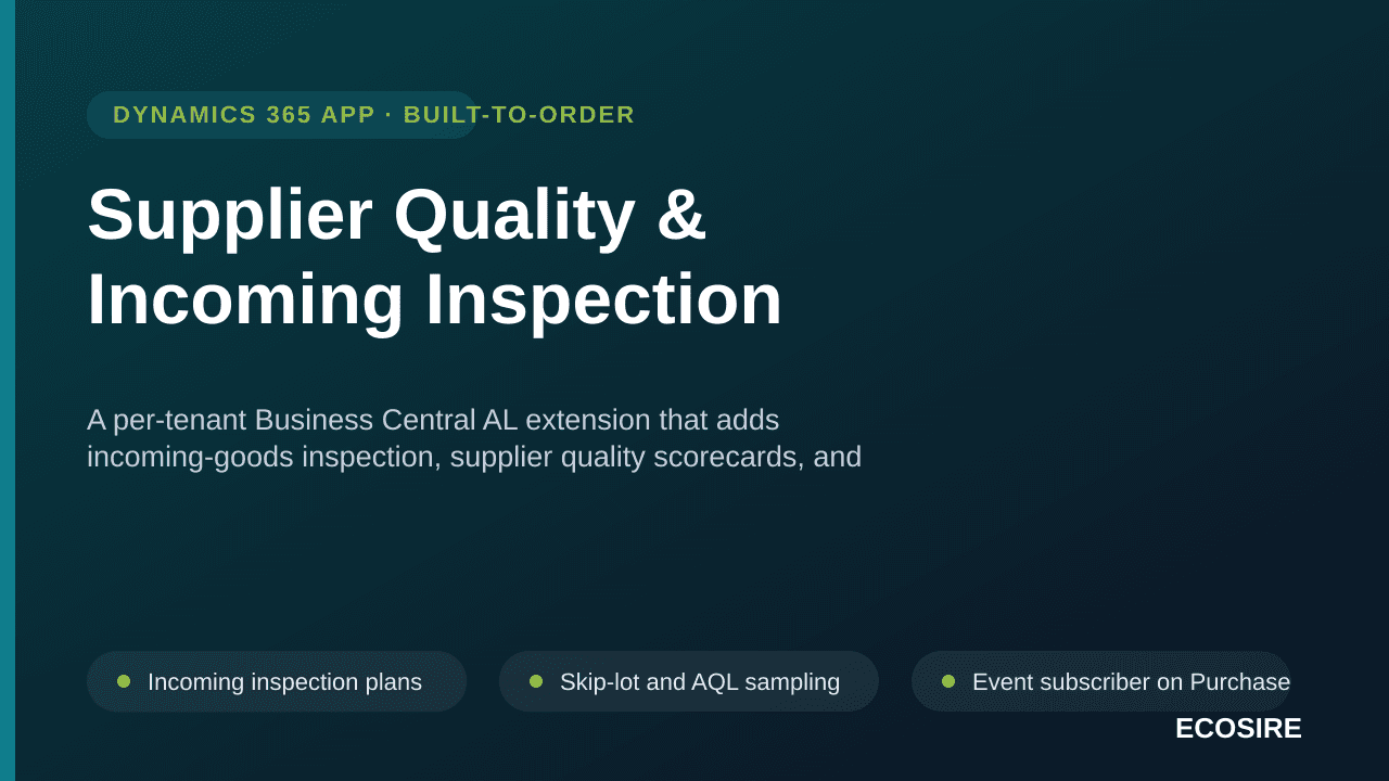 Supplier Quality & Incoming Inspection — A per-tenant Business Central AL extension that adds incoming-goods inspection, supp — Image 1 of 3