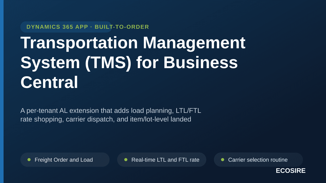 Transportation Management System (TMS) for Business Central — A per-tenant AL extension that adds load planning, LTL/FTL rate — Image 1 of 3