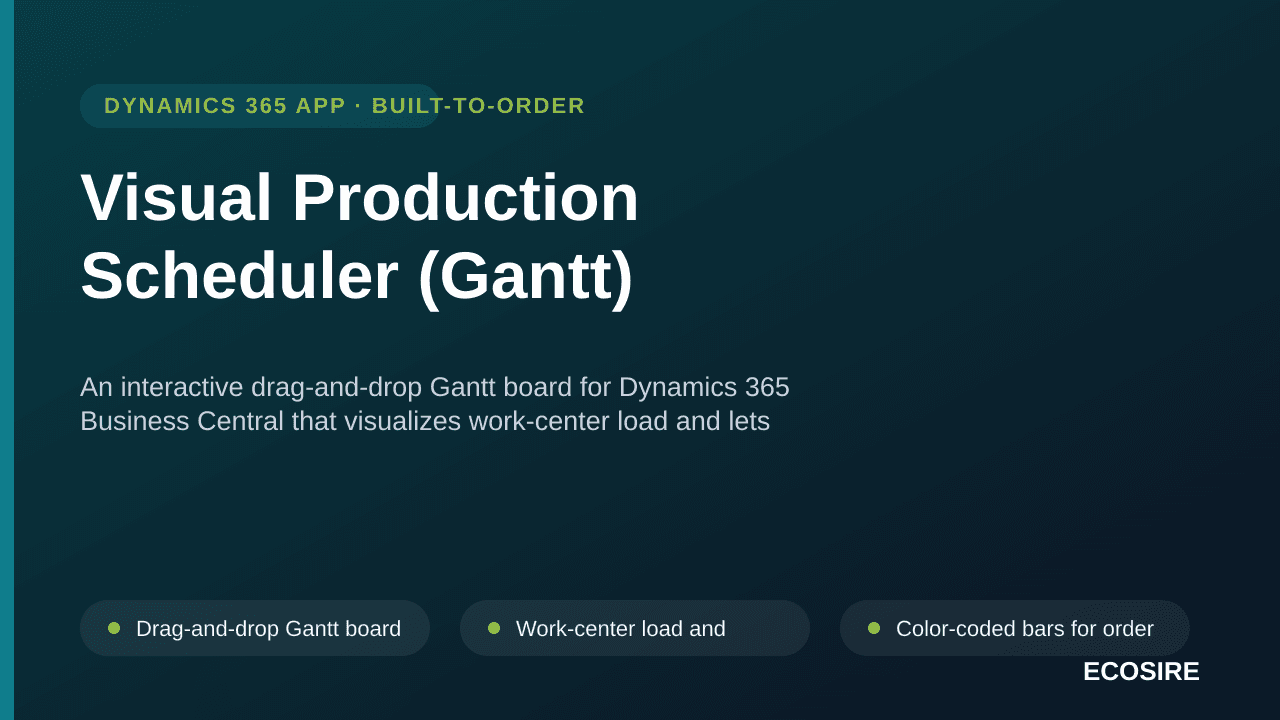 Visual Production Scheduler (Gantt) — An interactive drag-and-drop Gantt board for Dynamics 365 Business Central that visuali — Image 1 of 3