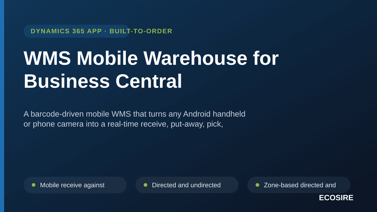 WMS Mobile Warehouse for Business Central — A barcode-driven mobile WMS that turns any Android handheld or phone camera into  — Image 1 of 3