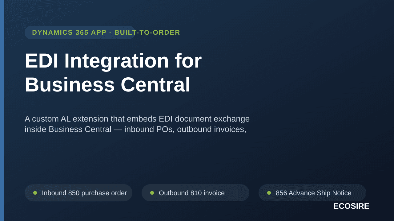EDI Integration for Business Central — A custom AL extension that embeds EDI document exchange inside Business Central — inbo — Image 1 of 3