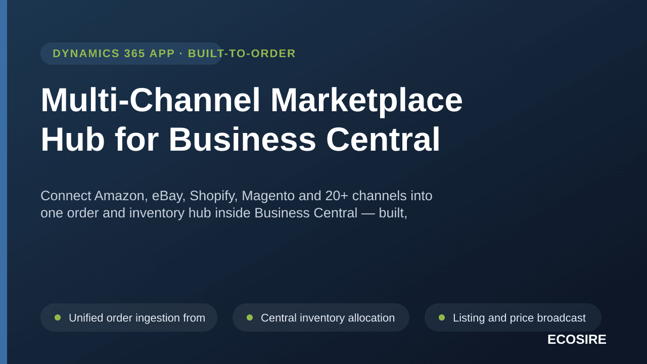 Multi-Channel Marketplace Hub for Business Central — Connect Amazon, eBay, Shopify, Magento and 20+ channels into one order a — Image 1 of 3