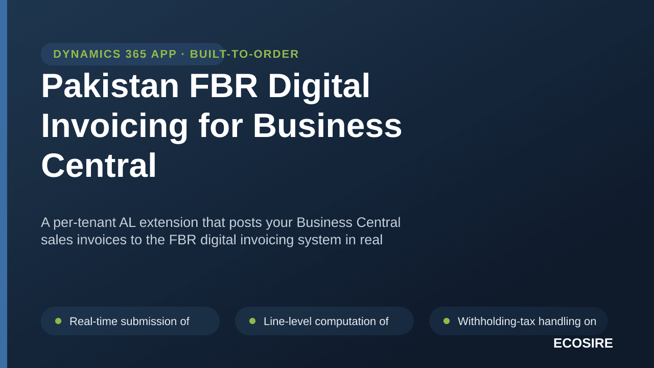 Pakistan FBR Digital Invoicing for Business Central — A per-tenant AL extension that posts your Business Central sales invoic — Image 1 of 3