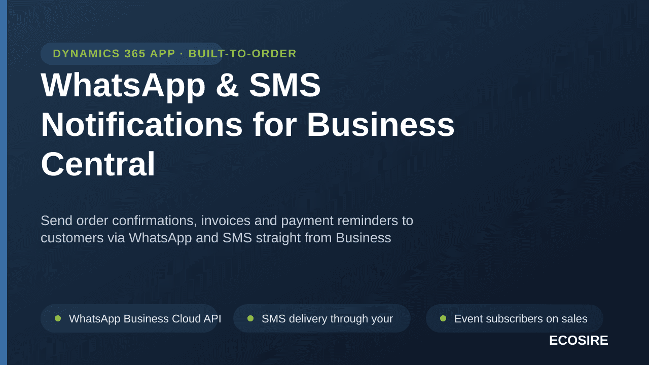 WhatsApp & SMS Notifications for Business Central — Send order confirmations, invoices and payment reminders to customers via — Image 1 of 3