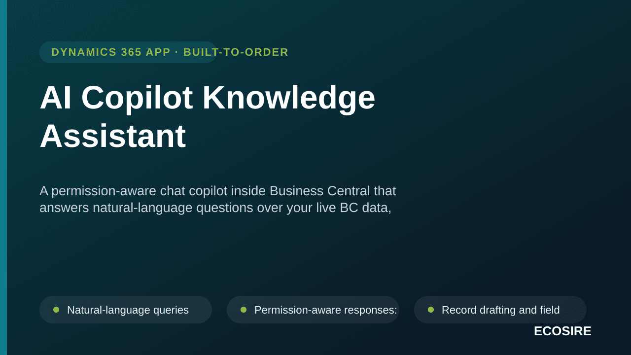 AI Copilot Knowledge Assistant — A permission-aware chat copilot inside Business Central that answers natural-language questi — Image 1 of 3