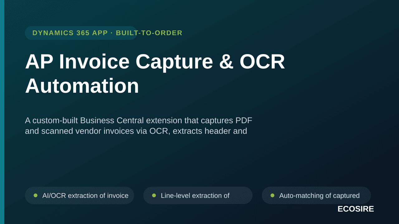 AP Invoice Capture & OCR Automation — A custom-built Business Central extension that captures PDF and scanned vendor invoices — Image 1 of 3