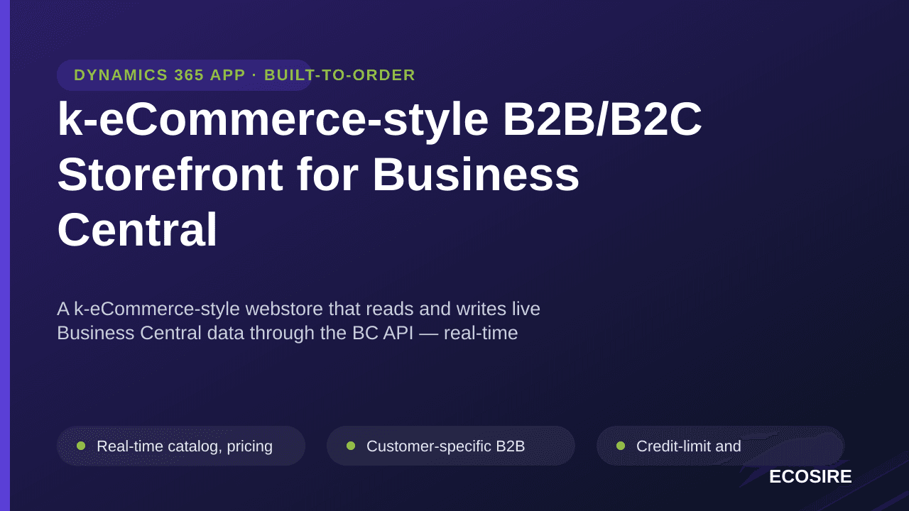k-eCommerce-style B2B/B2C Storefront for Business Central — A k-eCommerce-style webstore that reads and writes live Business  — Image 1 of 3
