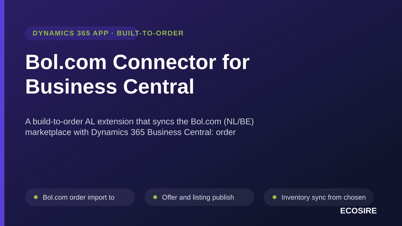 Bol.com Connector for Business Central — A build-to-order AL extension that syncs the Bol — Image 1 of 3