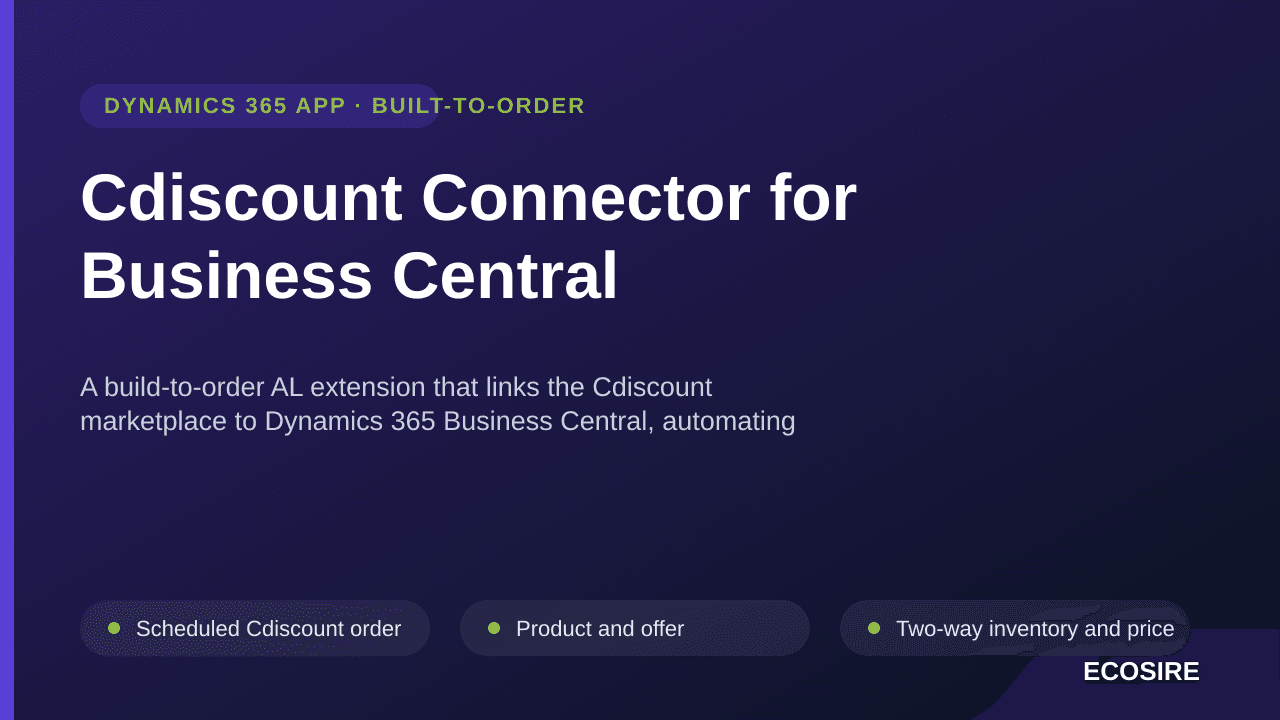 Cdiscount Connector for Business Central — A build-to-order AL extension that links the Cdiscount marketplace to Dynamics 365 — Image 1 of 3