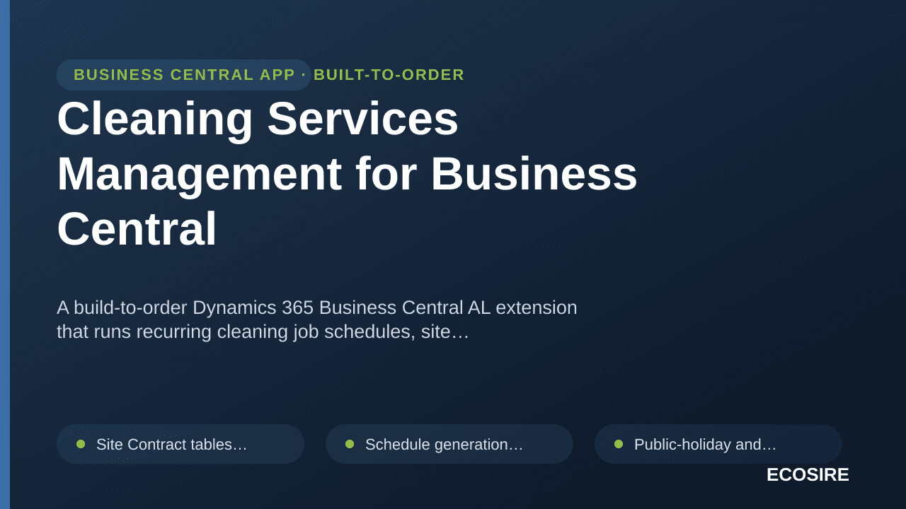 Cleaning Services Management for Business Central — A build-to-order Dynamics 365 Business Central AL extension that runs rec — 1/1