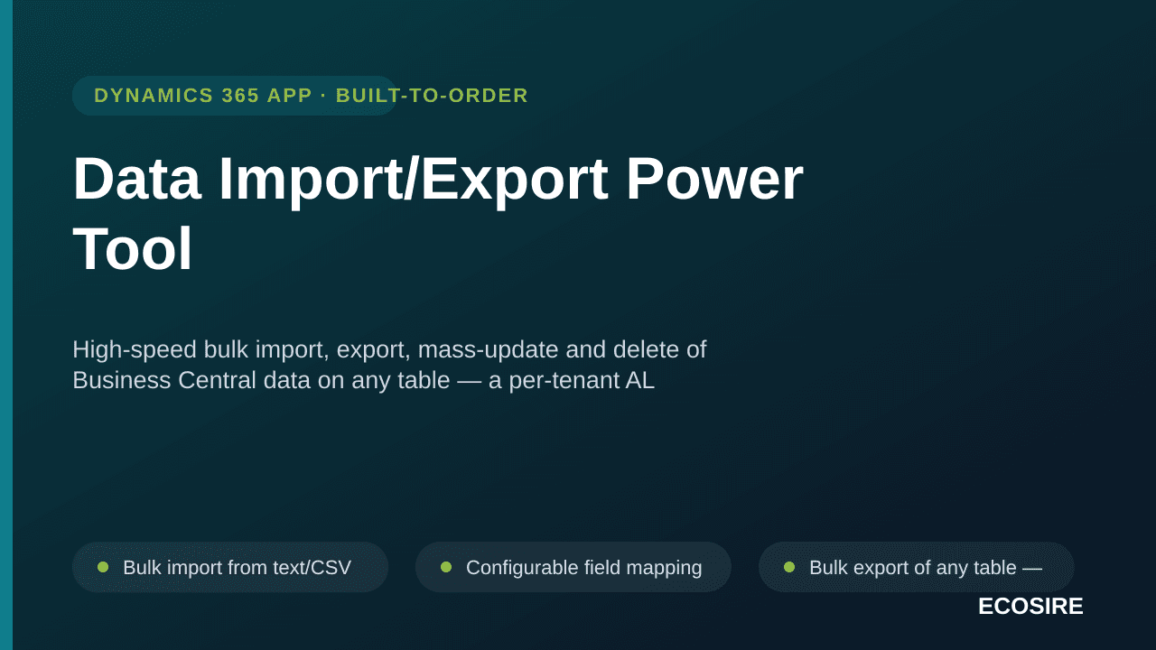Data Import/Export Power Tool — High-speed bulk import, export, mass-update and delete of Business Central data on any table  — Image 1 of 3