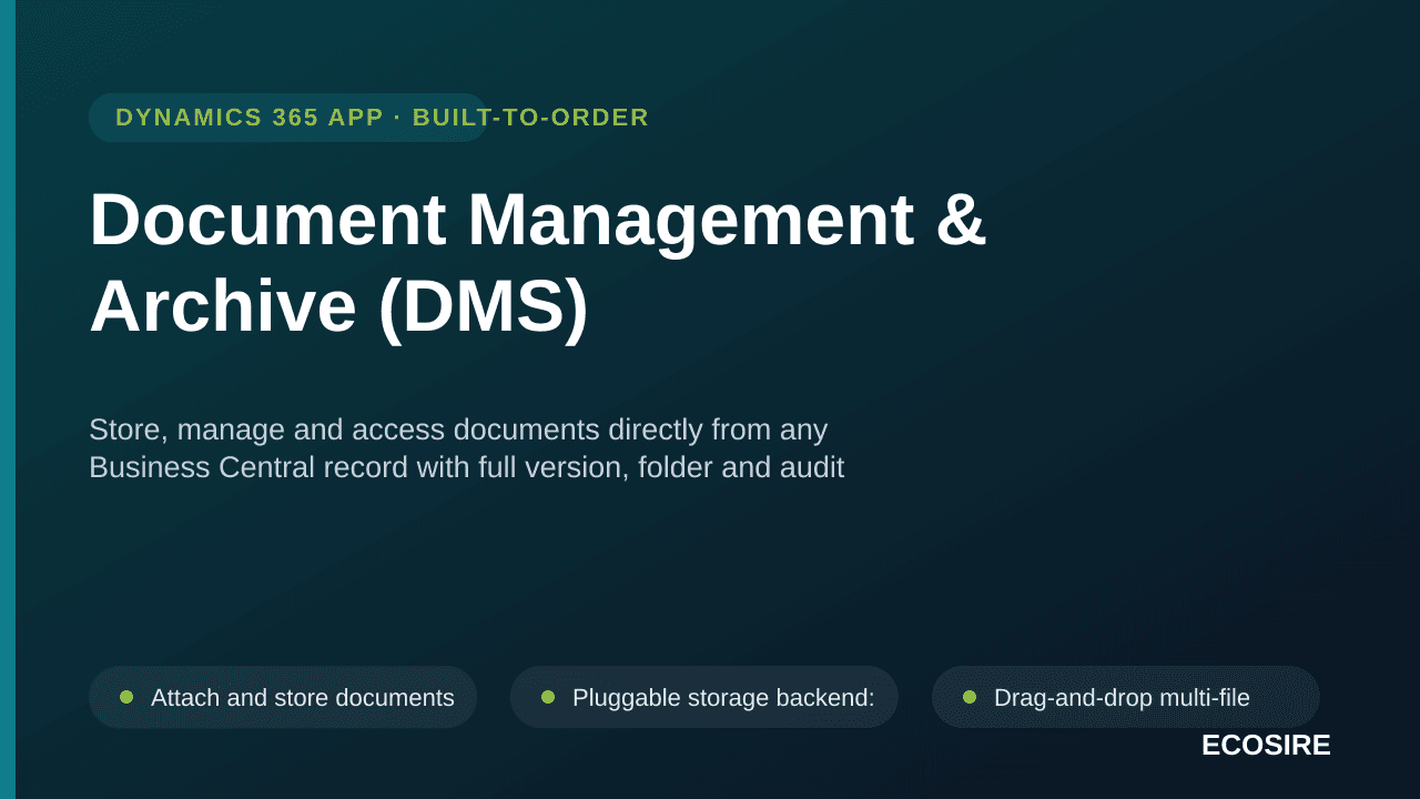 Document Management & Archive (DMS) — Store, manage and access documents directly from any Business Central record with full  — Image 1 of 3