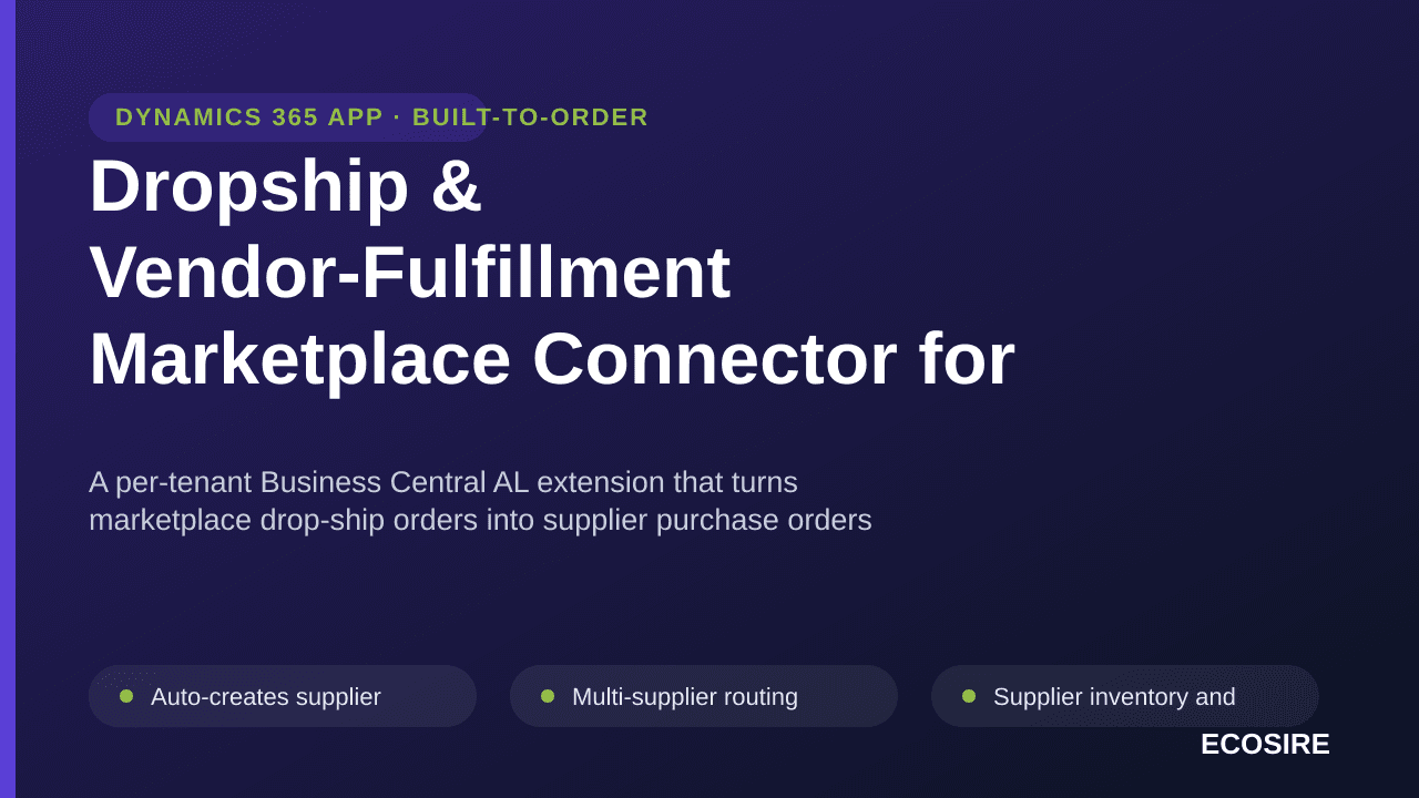 Dropship & Vendor-Fulfillment Marketplace Connector for Business Central — A per-tenant Business Central AL extension that tu — Image 1 of 3