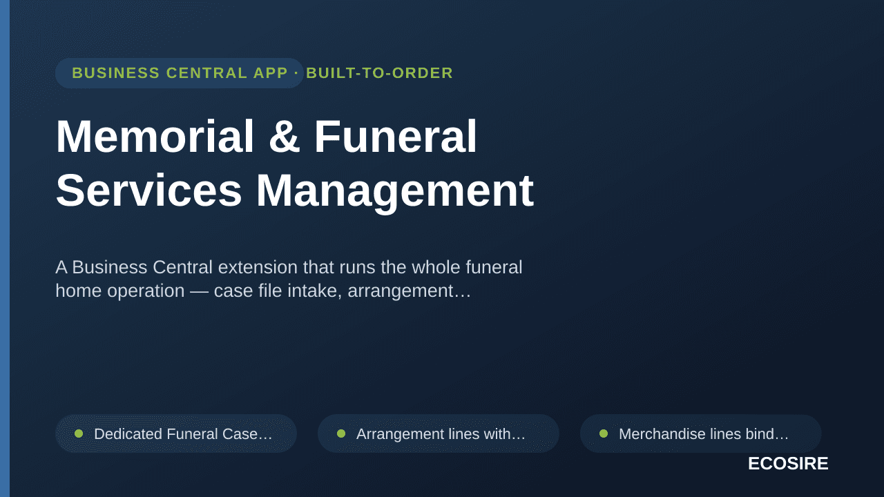 Memorial & Funeral Services Management — A Business Central extension that runs the whole funeral home operation — case file  — 1/1
