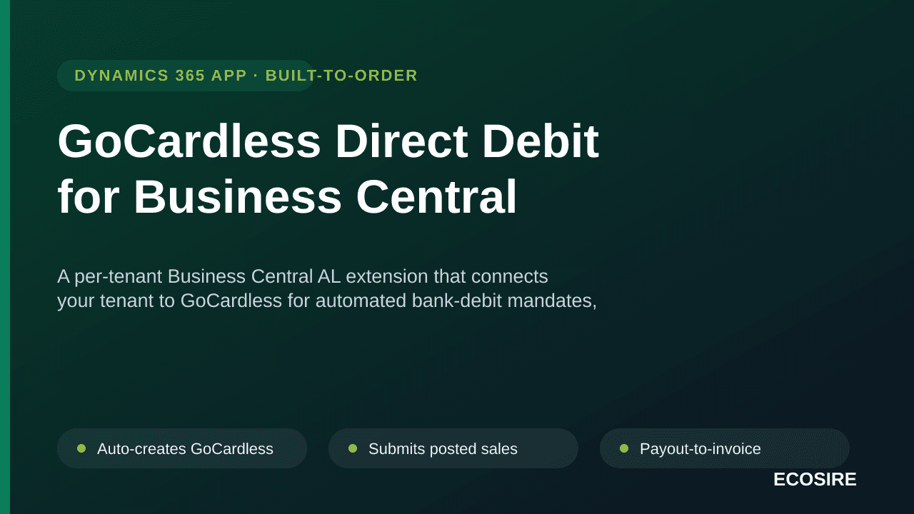 GoCardless Direct Debit for Business Central — A per-tenant Business Central AL extension that connects your tenant to GoCard — Image 1 of 3