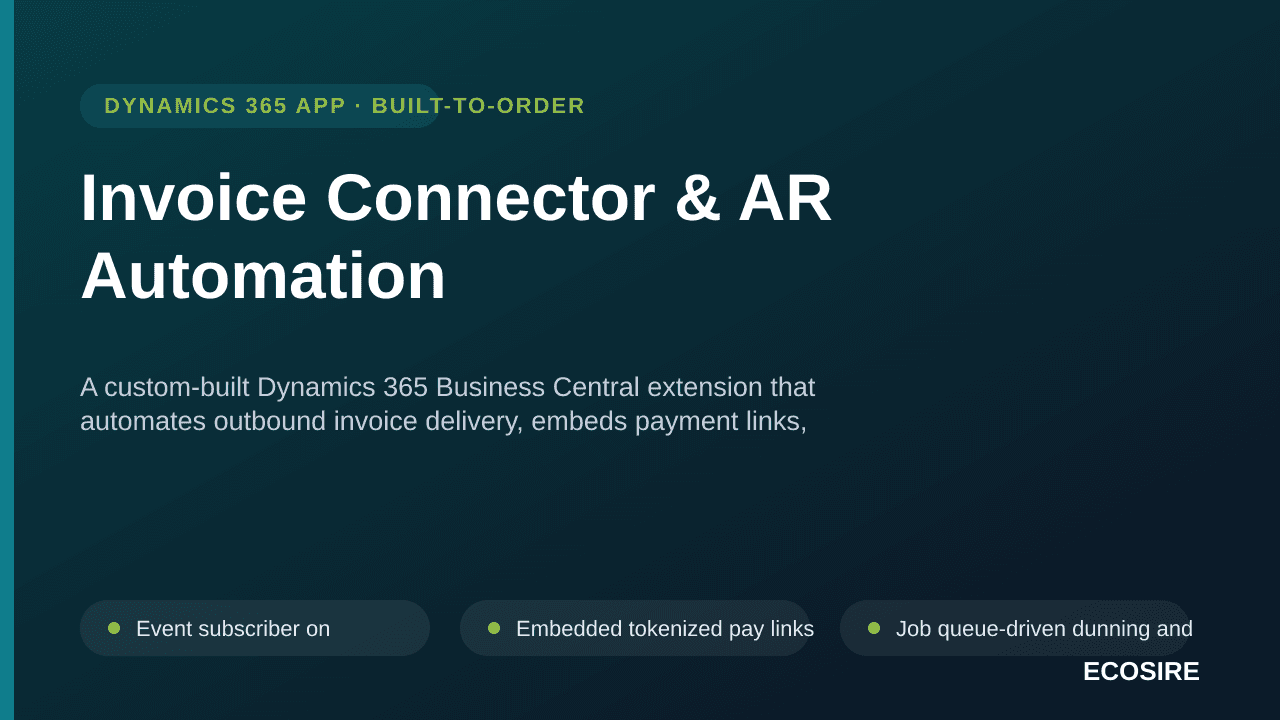 Invoice Connector & AR Automation — A custom-built Dynamics 365 Business Central extension that automates outbound invoice de — Image 1 of 3