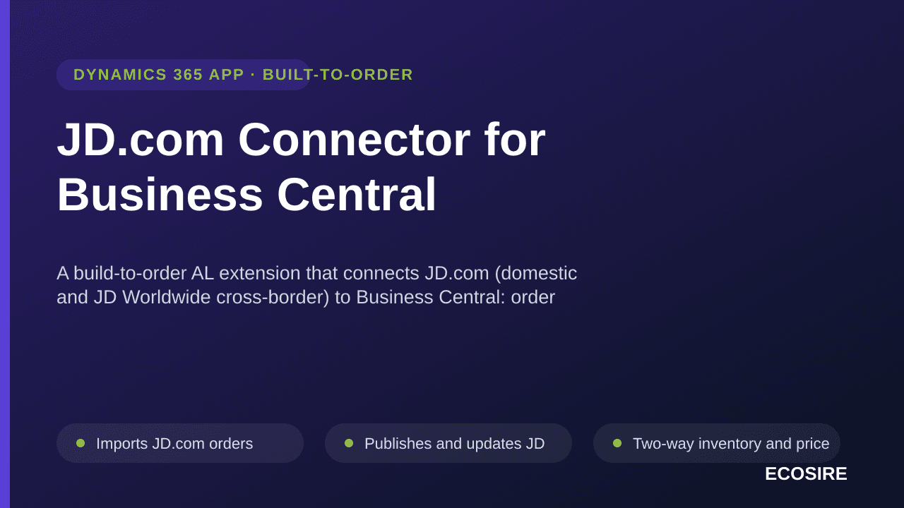 JD.com Connector for Business Central — A build-to-order AL extension that connects JD — Image 1 of 3