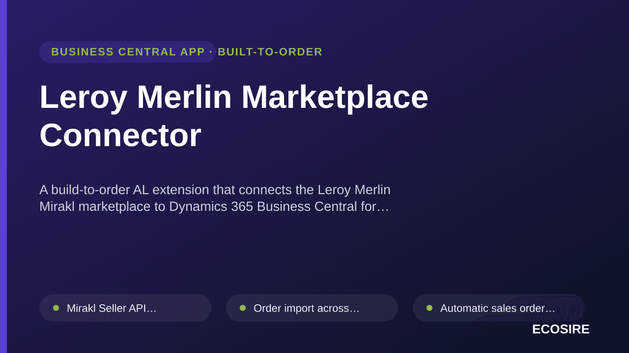 Leroy Merlin Marketplace Connector — A build-to-order AL extension that connects the Leroy Merlin Mirakl marketplace to Dynam — 1/1