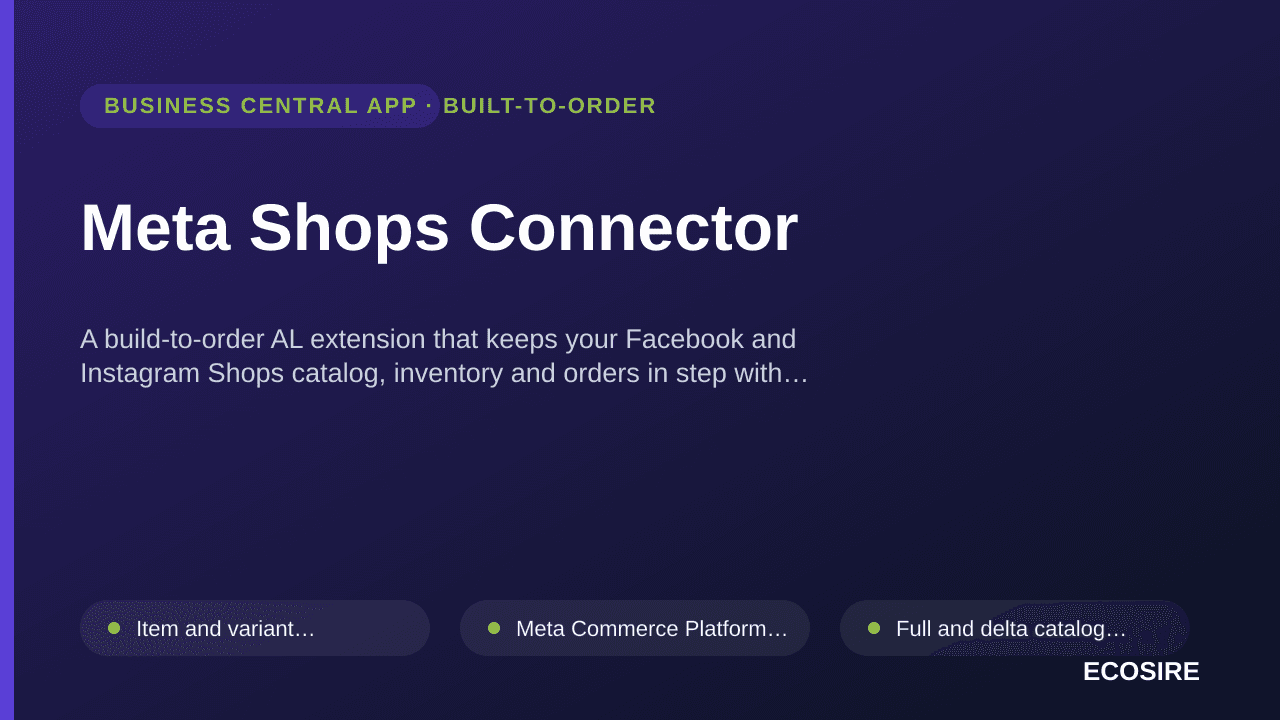 Meta Shops Connector — A build-to-order AL extension that keeps your Facebook and Instagram Shops catalog, inventory and orde — 1/1