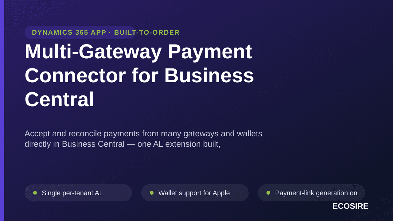 Multi-Gateway Payment Connector for Business Central — Accept and reconcile payments from many gateways and wallets directly  — Image 1 of 3