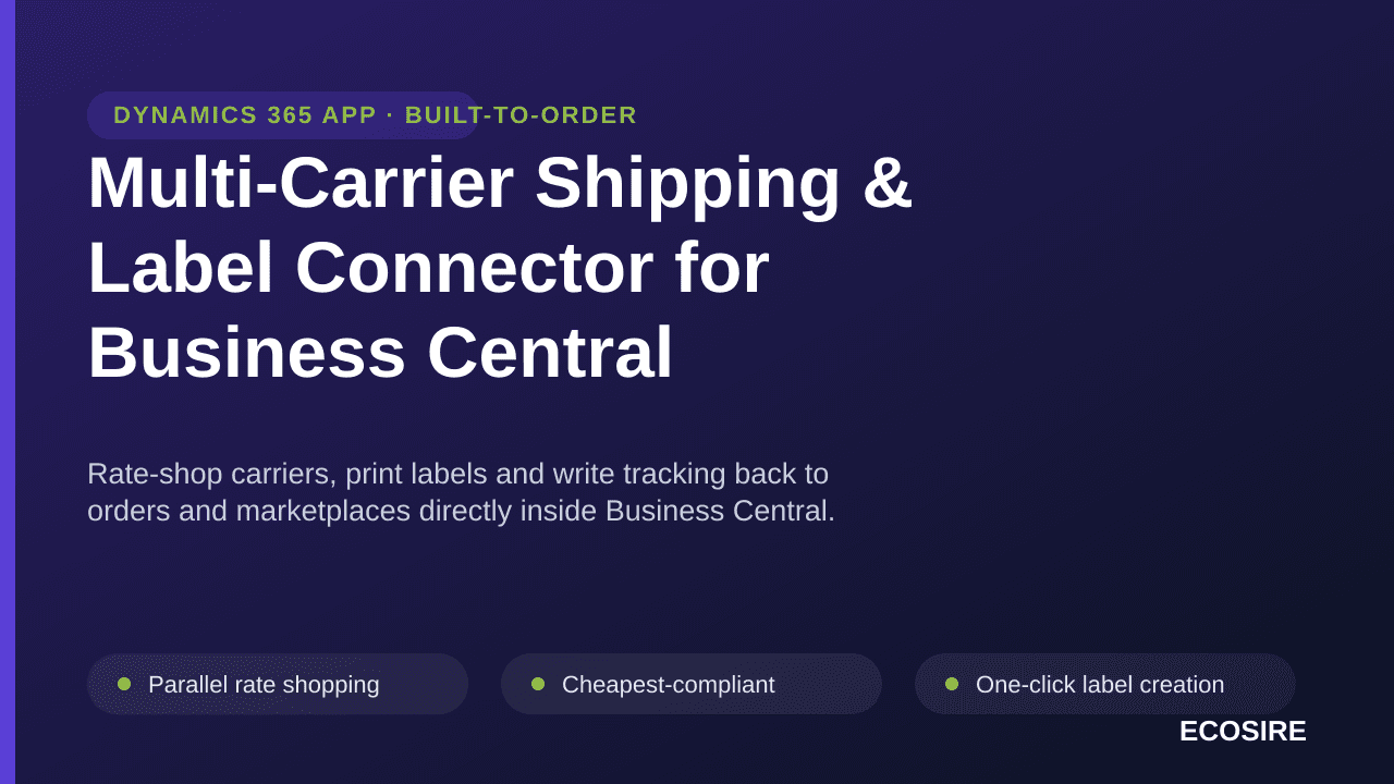 Multi-Carrier Shipping & Label Connector for Business Central — Rate-shop carriers, print labels and write tracking back to o — Image 1 of 3