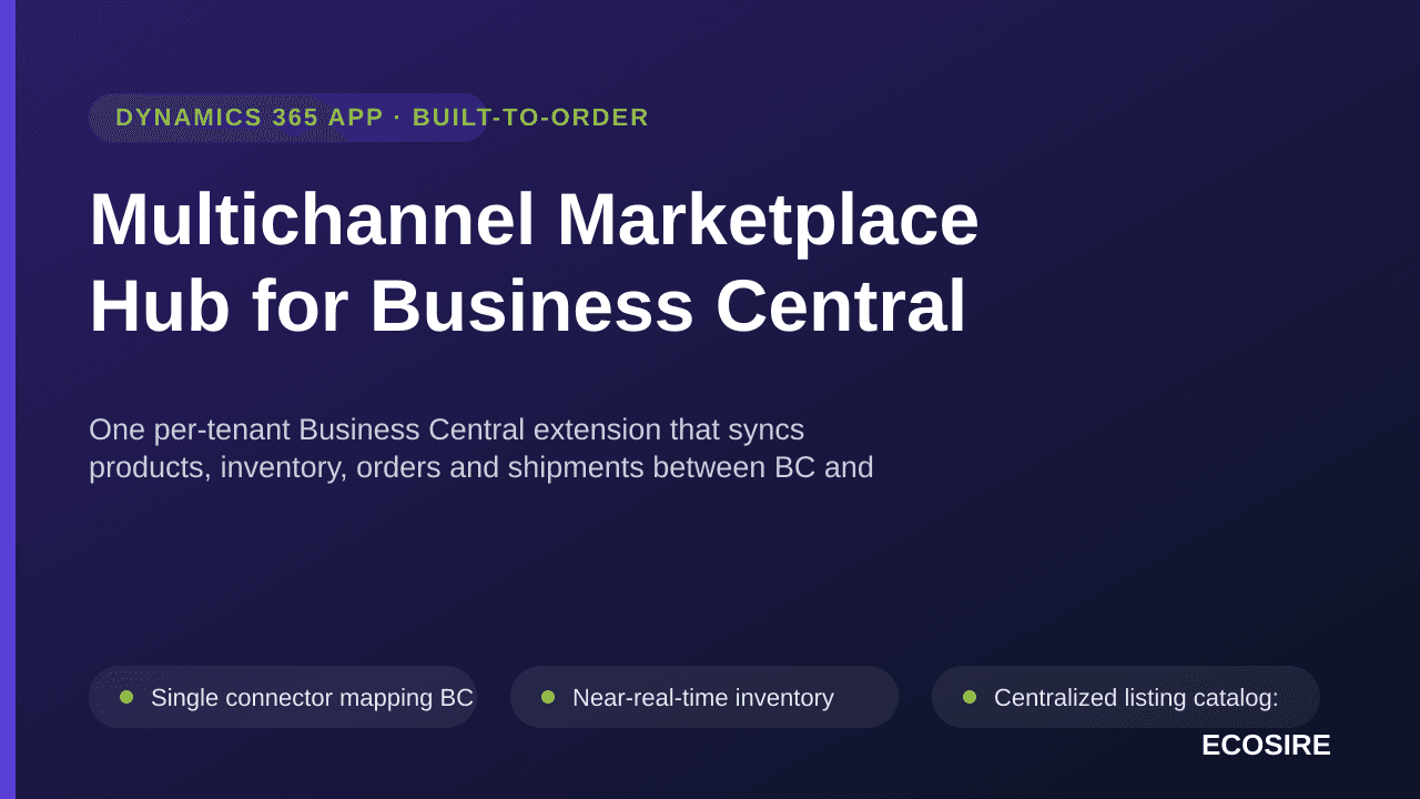 Multichannel Marketplace Hub for Business Central — One per-tenant Business Central extension that syncs products, inventory, — Image 1 of 3