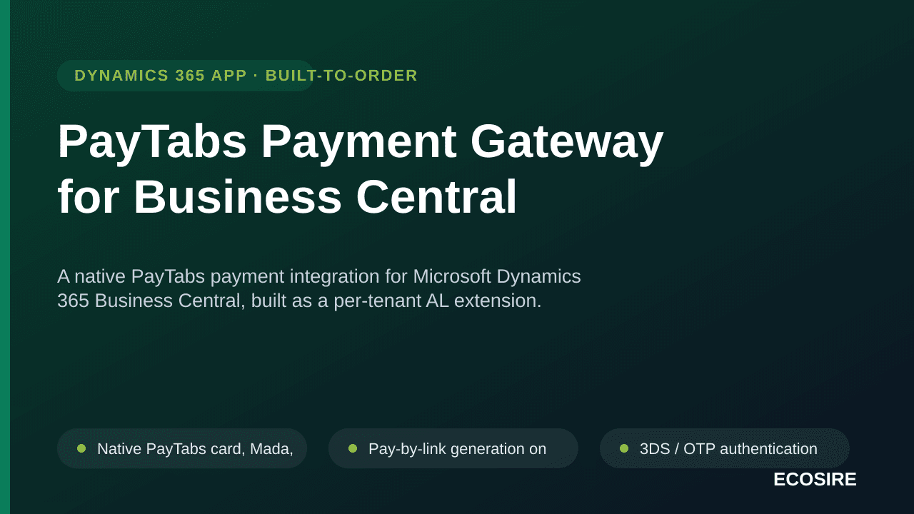 PayTabs Payment Gateway for Business Central — A native PayTabs payment integration for Microsoft Dynamics 365 Business Centr — Image 1 of 3