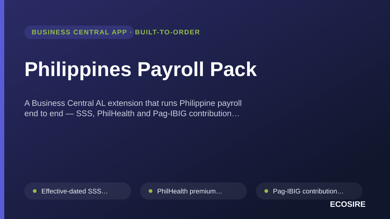 Philippines Payroll Pack — A Business Central AL extension that runs Philippine payroll end to end — SSS, PhilHealth and Pag- — 1/1