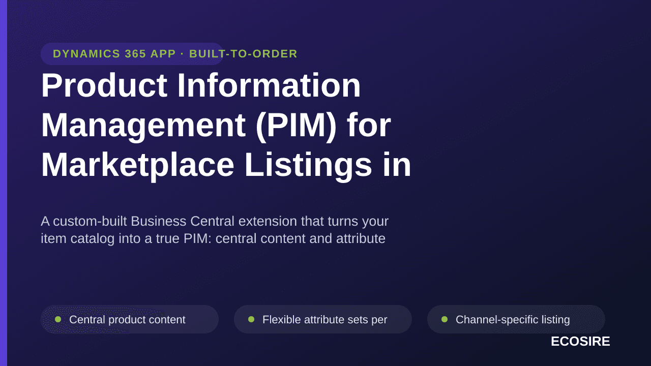 Product Information Management (PIM) for Marketplace Listings in Business Central — A custom-built Business Central extension — Image 1 of 3